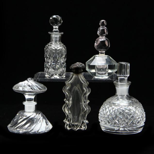 five-vintage-cut-glass-perfume-bottles