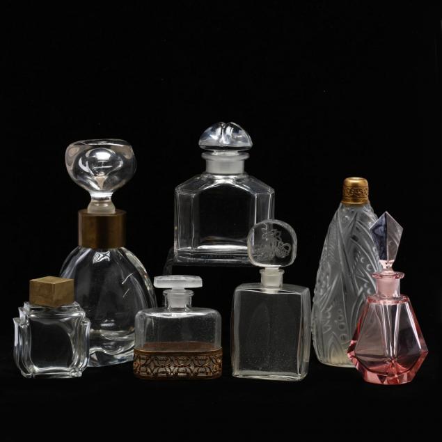 seven-vintage-glass-perfume-bottles