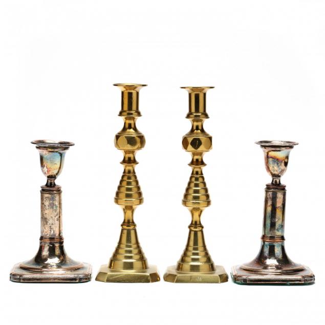 two-pair-of-vintage-candlesticks