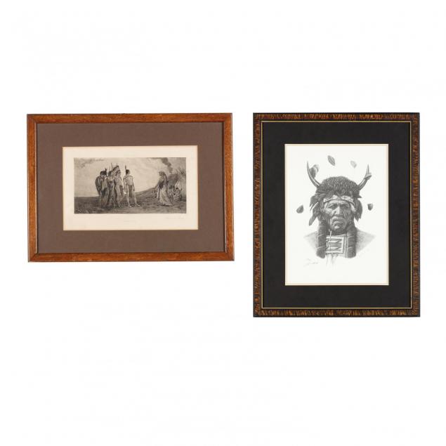 two-prints-featuring-plains-indians