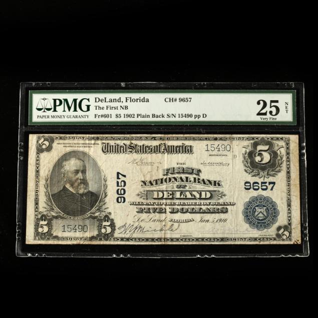 5-series-1902-plain-back-national-bank-note-de-land-florida