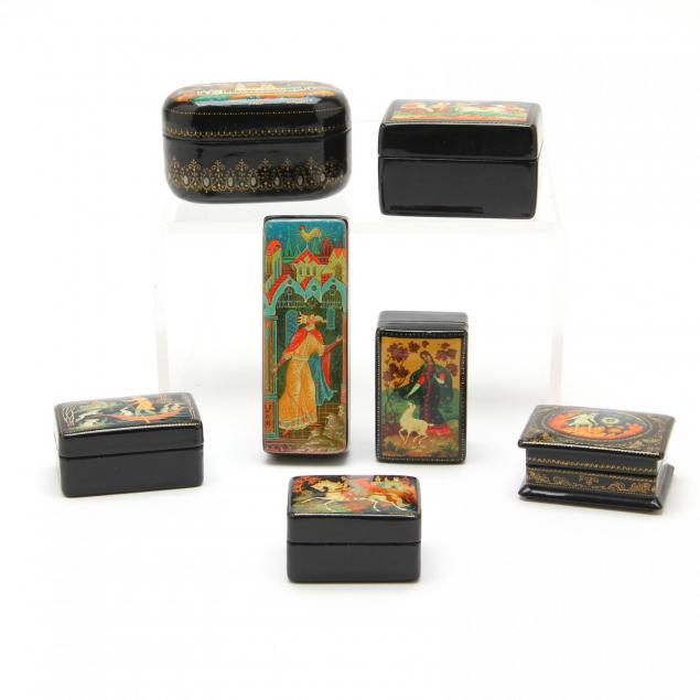 seven-miniature-russian-lacquered-boxes