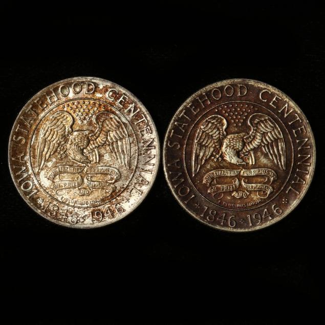 two-1946-iowa-centennial-half-dollars