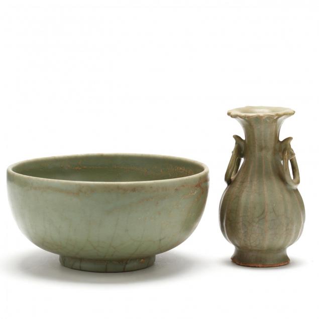 chinese-longquan-celadon-bowl-and-vase