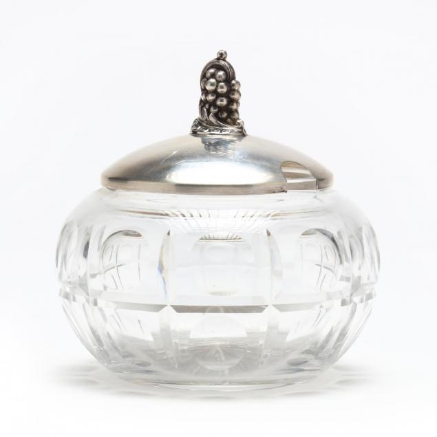modernist-cut-glass-and-silver-jam-jar