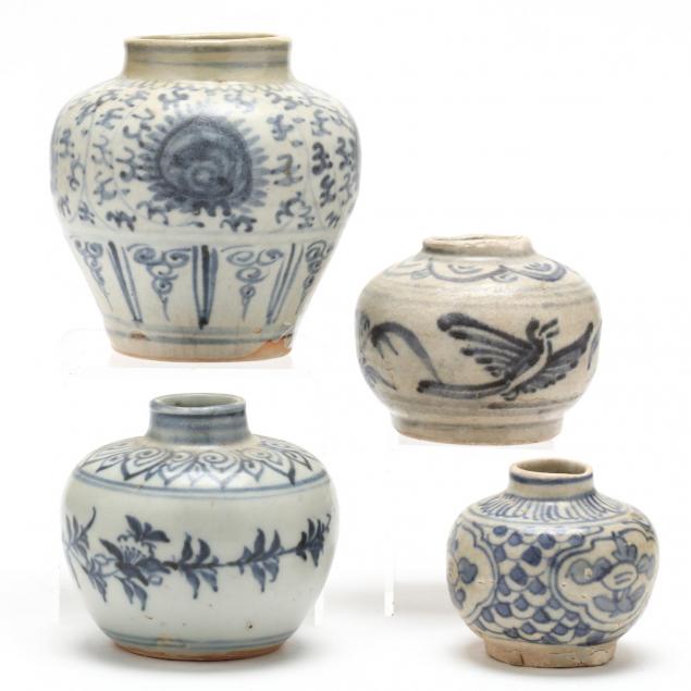 four-asian-blue-and-white-jars