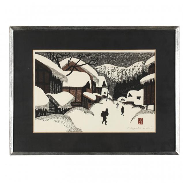 kiyoshi-saito-1907-1997-village-in-snow