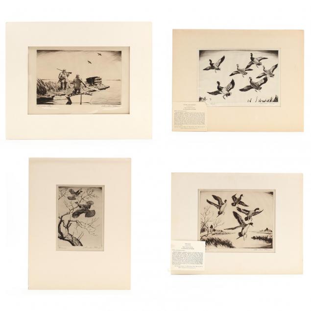 churchill-ettinger-american-1903-1985-four-etchings-picturing-fowl