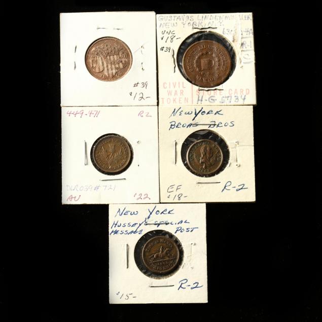 five-civil-war-era-copper-store-card-tokens