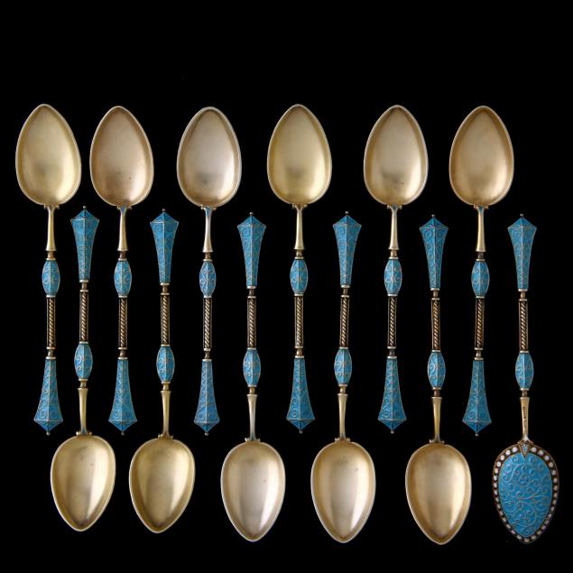 a-set-of-twelve-sterling-silver-enameled-demitasse-spoons-in-the-russian-style