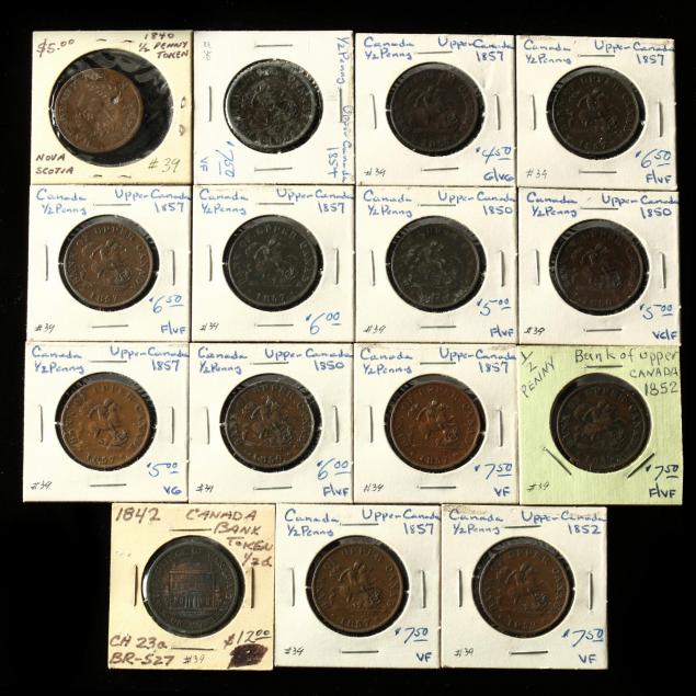 canada-fifteen-19th-century-copper-tokens