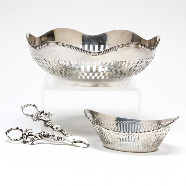 two-continental-silver-baskets-and-a-pair-of-grape-shears