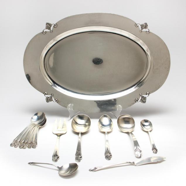 a-frank-smith-woodlily-sterling-silver-hostess-set-and-tray