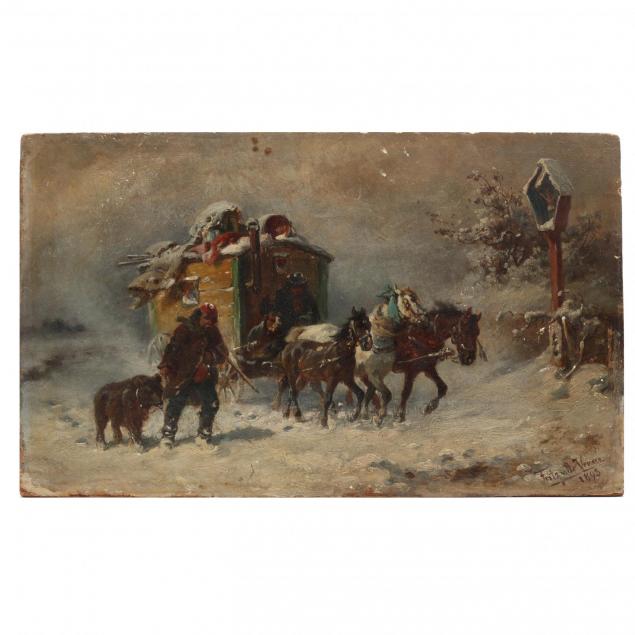 fritz-van-der-venne-german-1873-1936-circus-wagon-in-winter