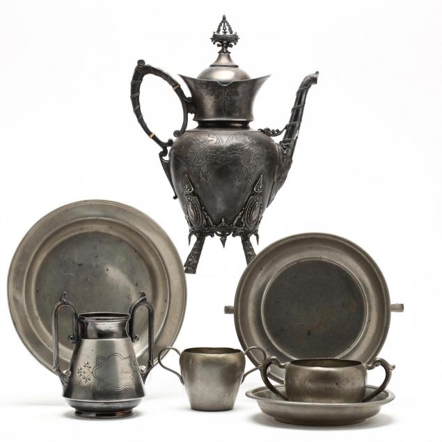 a-group-of-antique-pewter-silverplate