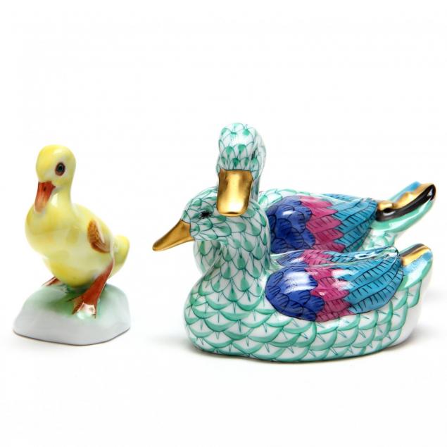 two-herend-duck-figurines