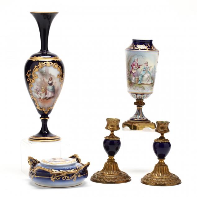 french-cobalt-porcelain-grouping