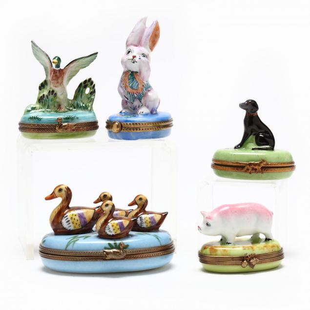 group-of-five-limoges-trinket-boxes