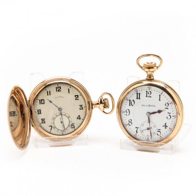 two-vintage-pocket-watches-illinois-watch-co