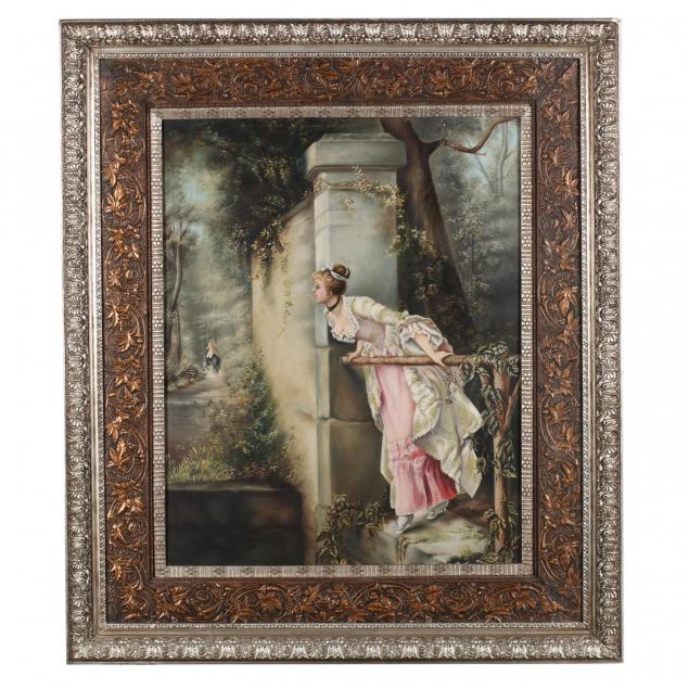 victorian-painting-of-a-woman-at-fence
