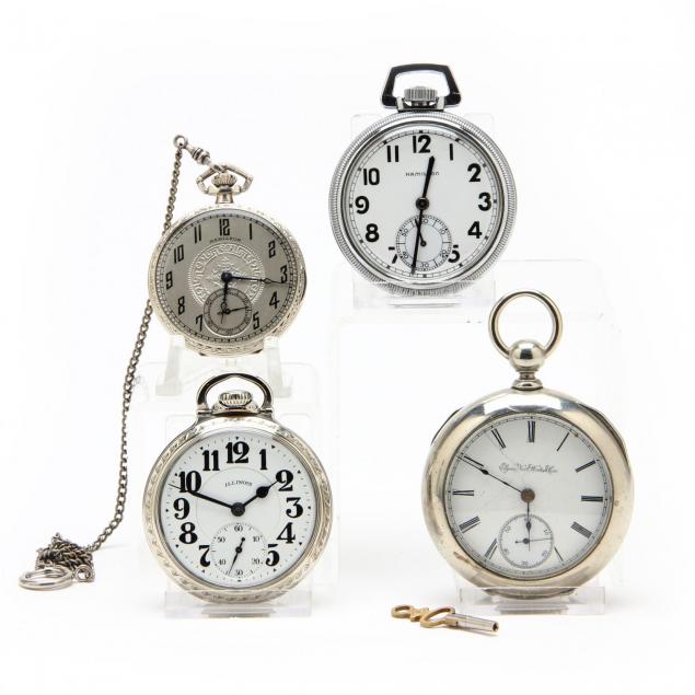 four-vintage-silver-toned-pocket-watches