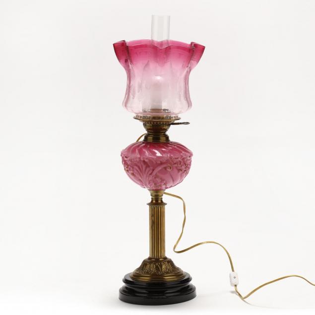 an-antique-pink-glass-brass-oil-lamp