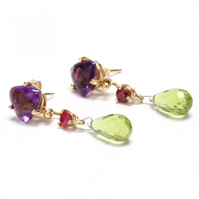 18kt-gem-set-pendant-earrings