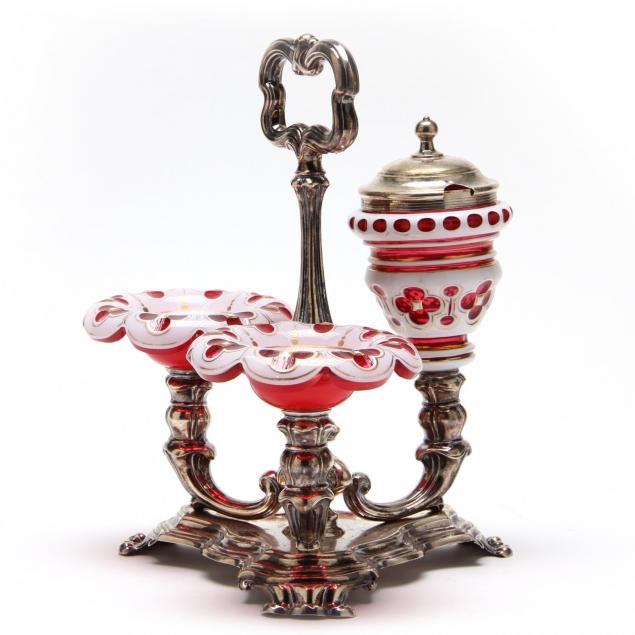 a-19th-century-german-silver-bohemian-overlay-glass-condiment-set