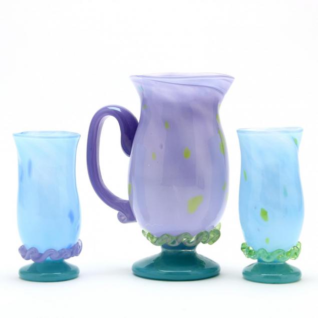 arienne-nc-20th-century-art-glass-pitcher-and-glasses