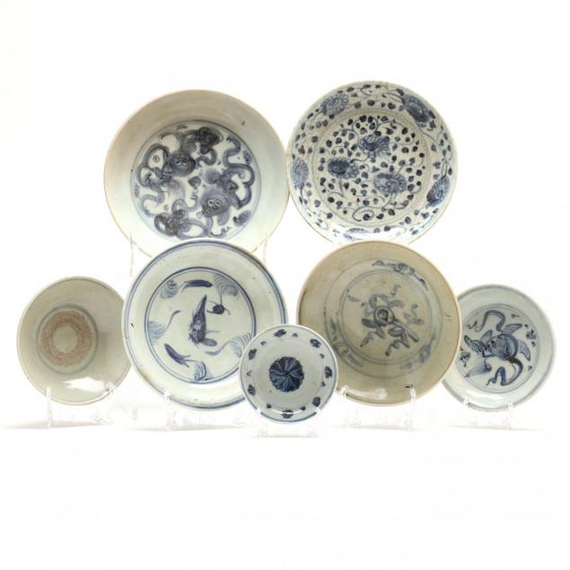 a-group-of-seven-asian-blue-and-white-ceramics