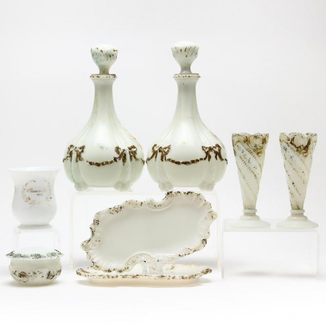 eight-pieces-of-antique-milk-glass