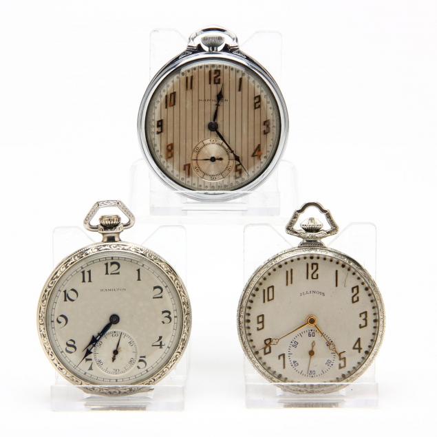 three-vintage-open-face-pocket-watches