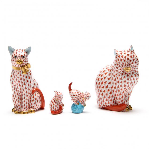 four-herend-cat-figurines