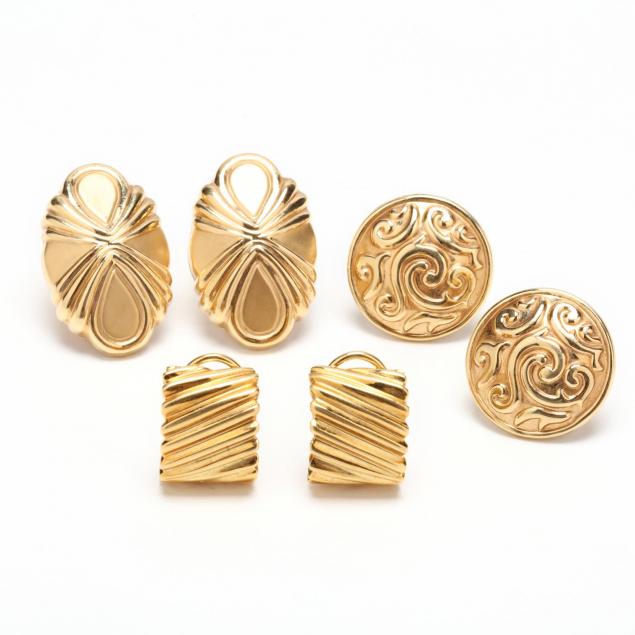 three-pairs-of-gold-earrings