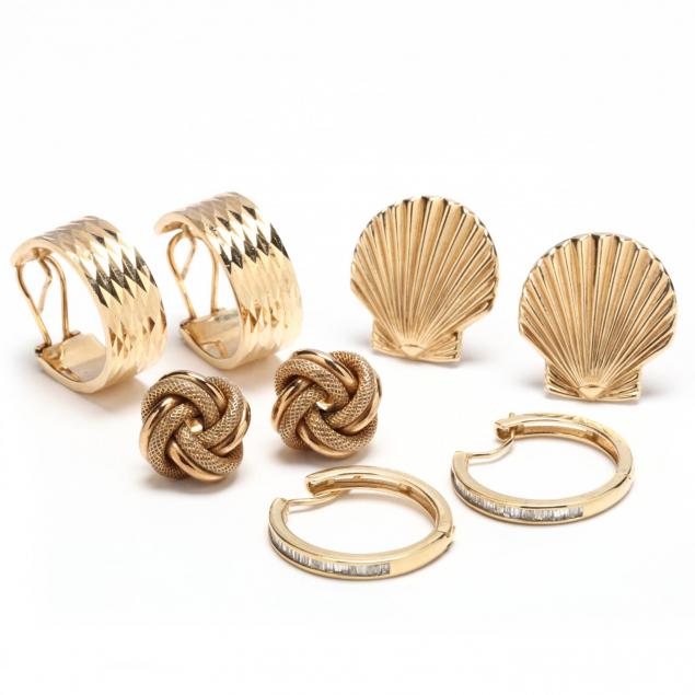 four-pairs-of-gold-earrings