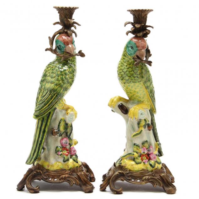 pair-of-bronze-mounted-majolica-parrot-candlesticks