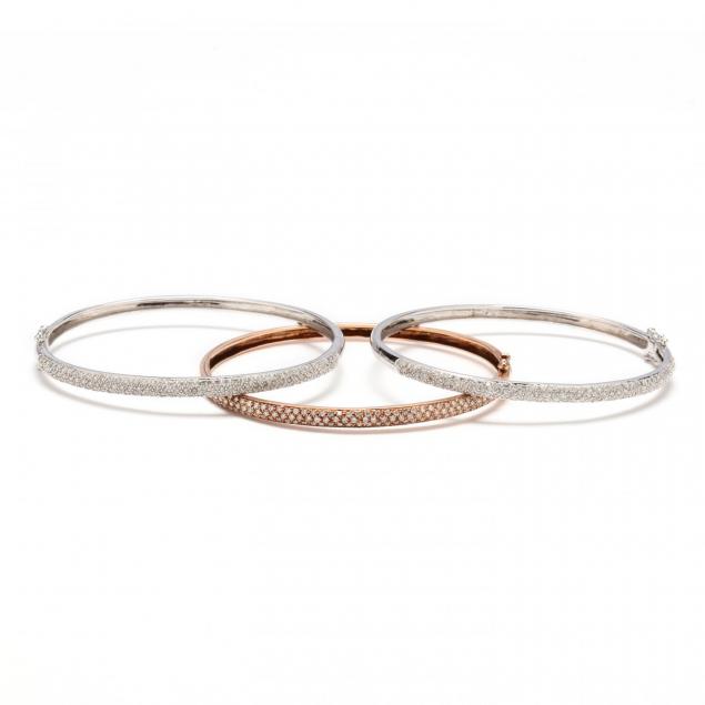 a-trio-of-14kt-gold-and-diamond-bracelets