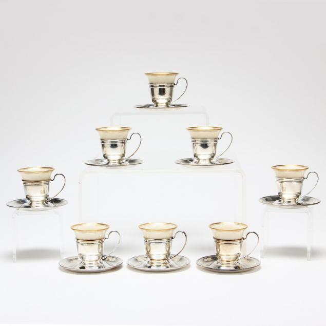 a-set-of-eight-sterling-silver-demitasse-cups-and-saucers-by-gorham