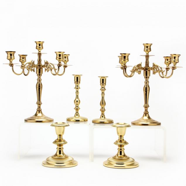 three-pair-of-baldwin-brass-candlesticks