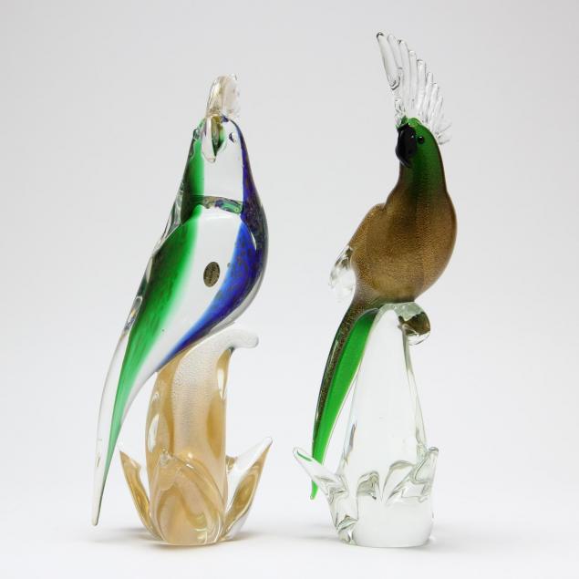 two-murano-blown-glass-parrots