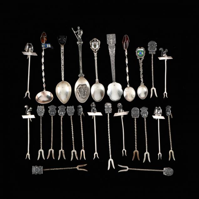 silver-cocktail-picks-and-souvenier-spoons
