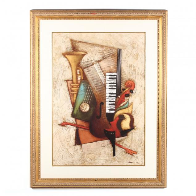 large-signed-and-framed-musical-cubist-print