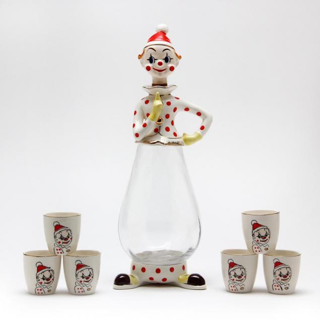 a-vintage-1958-kitschy-clown-decanter-set