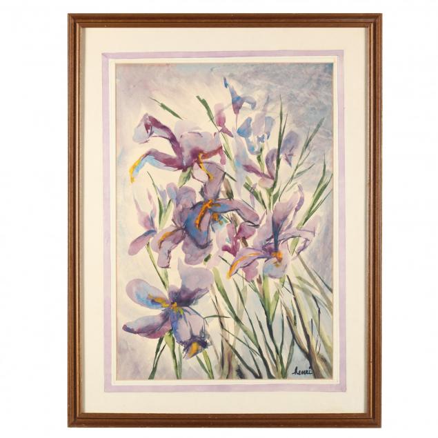 american-school-watercolor-of-irises