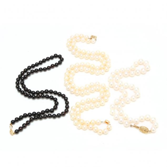 two-fresh-water-pearl-necklaces-and-a-black-bead-necklace