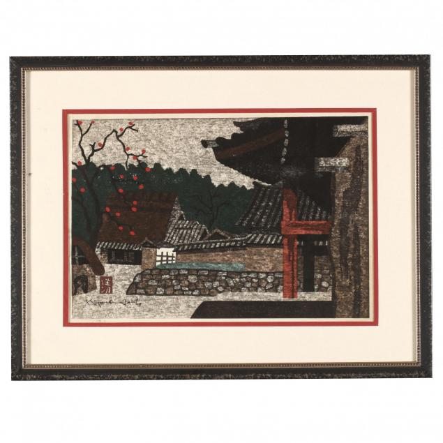 kiyoshi-saito-japanese-1907-1997-i-temple-with-persimmon-tree-i
