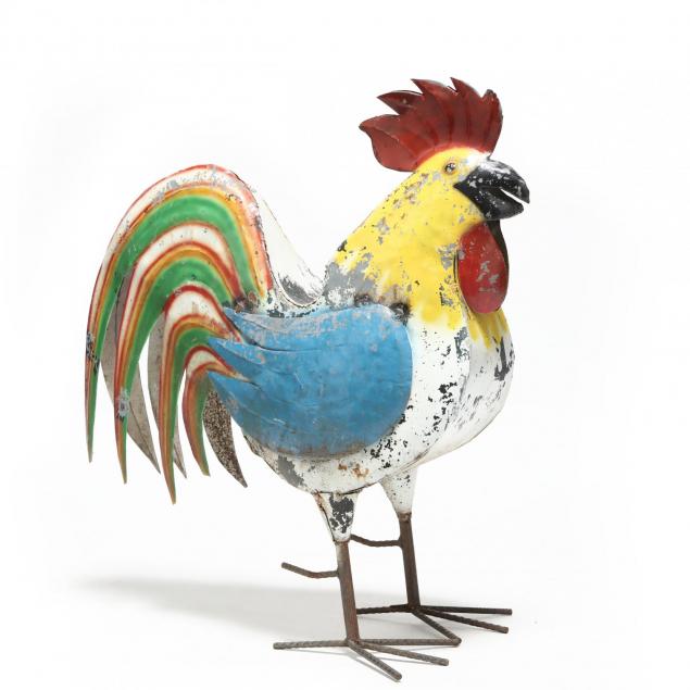 folk-art-painted-metal-rooster