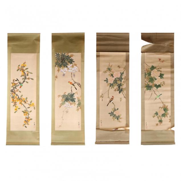 four-chinese-hand-painted-scrolls-of-the-four-seasons