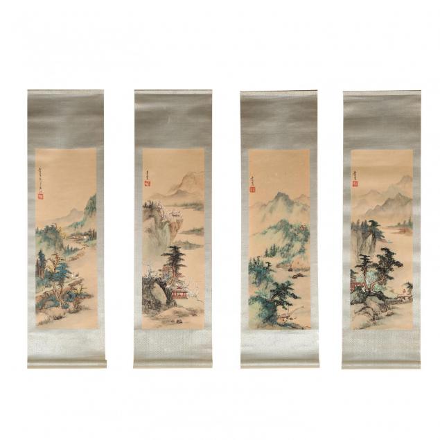 four-chinese-hand-painted-scrolls-of-the-four-seasons