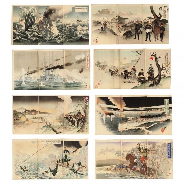 eight-russo-japanese-war-triptychs-by-kokunimasa-kyoko-gakyo-and-others